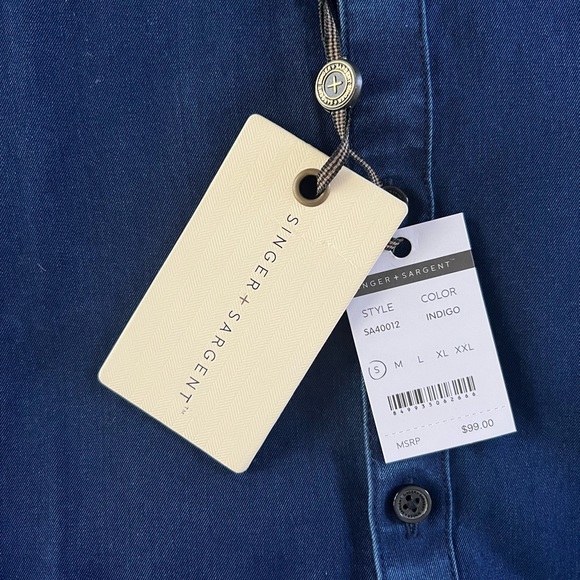 Men’s NWT Singer + Sargent Dark Blue Button Down Shirt - Picture 3 of 3